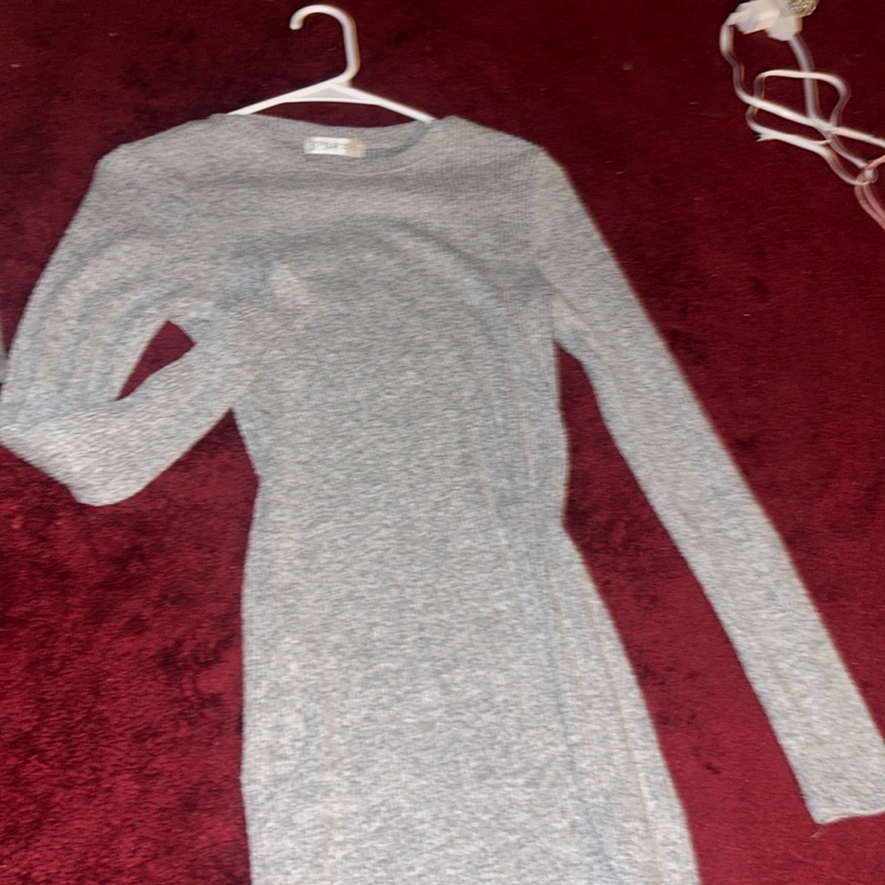 Gray long sleeve dress.
Red long sleeve dress with turtleneck